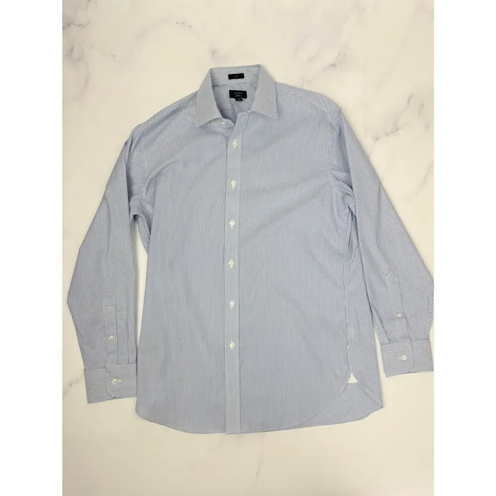 J.Crew Ludlow Slim Fit Dress Shirt Blue White Stripe 16 33 Stretch Cotton NWOT